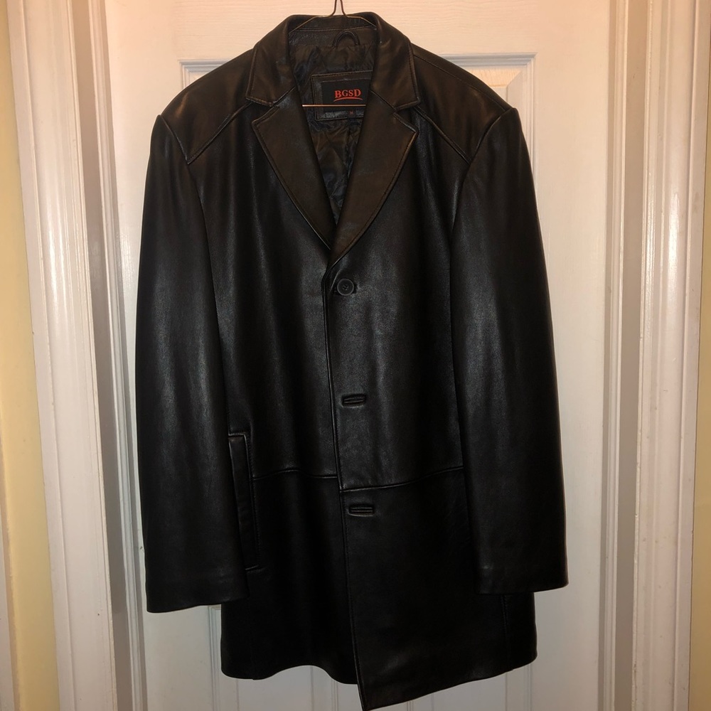 MENS BGSD MEDIUM BLACK LEATHER JACKET - Picture 3 of 4